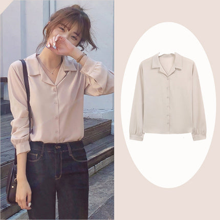 Simple temperament commuter suit collar long sleeve shirt