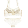 Gathering sexy cotton bra underwear set