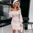 Lantern sleeve knitted sweater dress