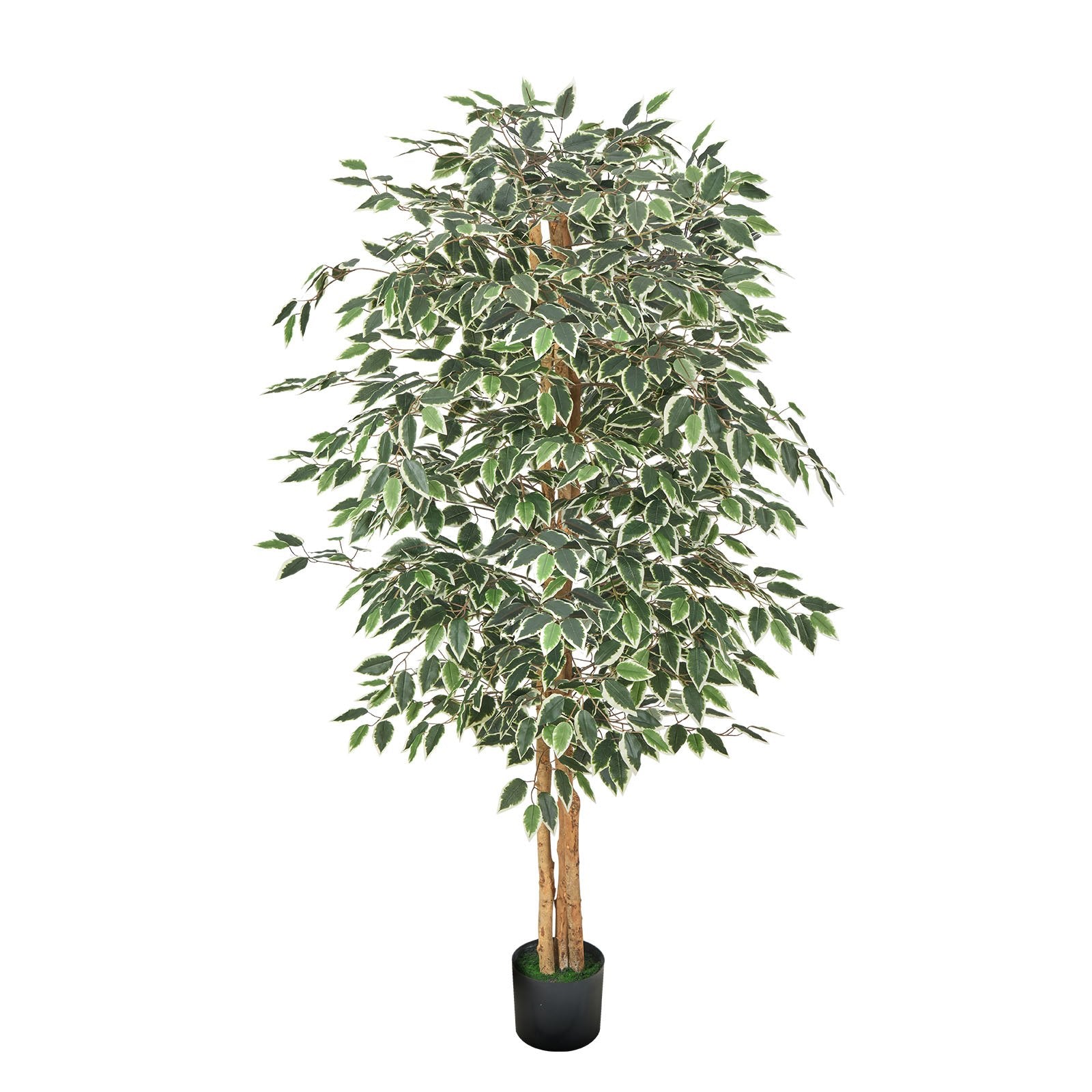 6FT Artificial Ficus Tree Tall Faux Plant With Black Pot For Indoor Decor