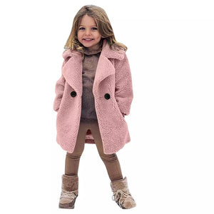 Girls' Fashion Lapel Solid Color Trench Coat