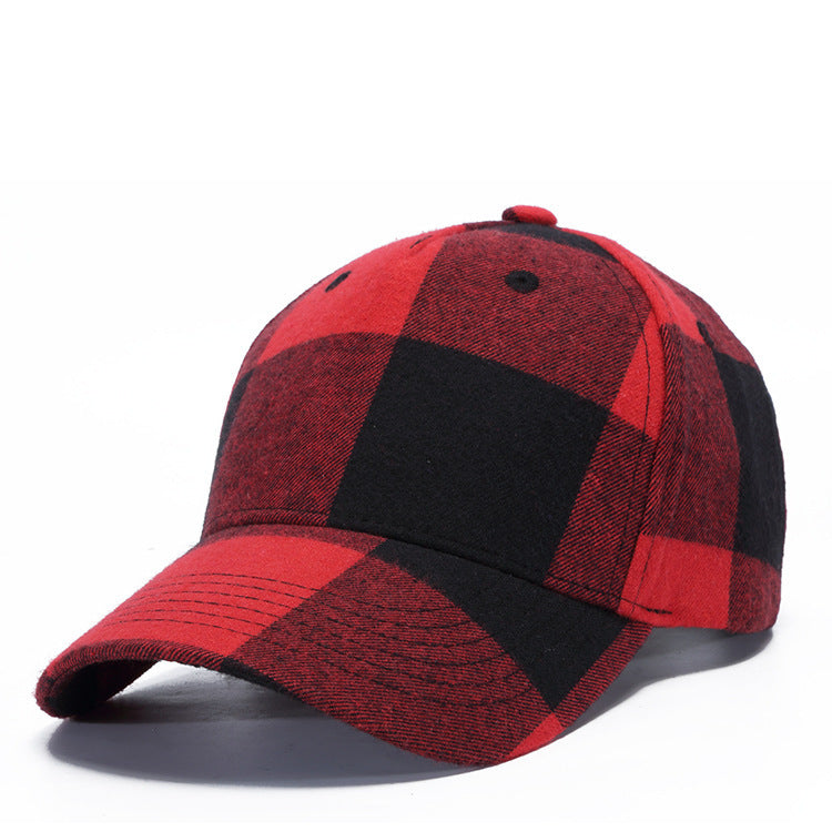 Black Red Check Peak Baseball Hat