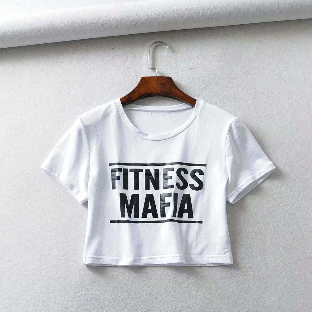Letter Print Slim Short Sleeve T-Shirt Women's Top