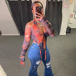 Popular niche print T-shirt women tops
