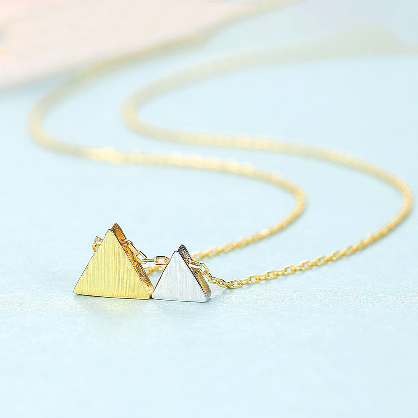 Mid-ancient Classic Style Necklace S925 Silver Pendant Triangle Elegant Graceful Jewelry