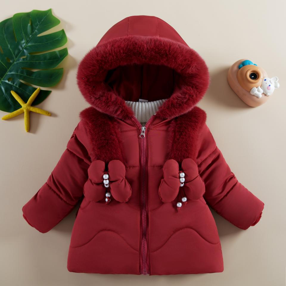 Children's Winter Coat For Girls Aged 1 To 6 Plus Velvet Thickening