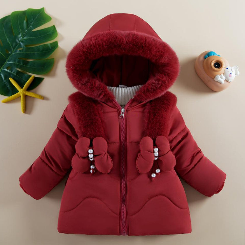 Children's Winter Coat For Girls Aged 1 To 6 Plus Velvet Thickening