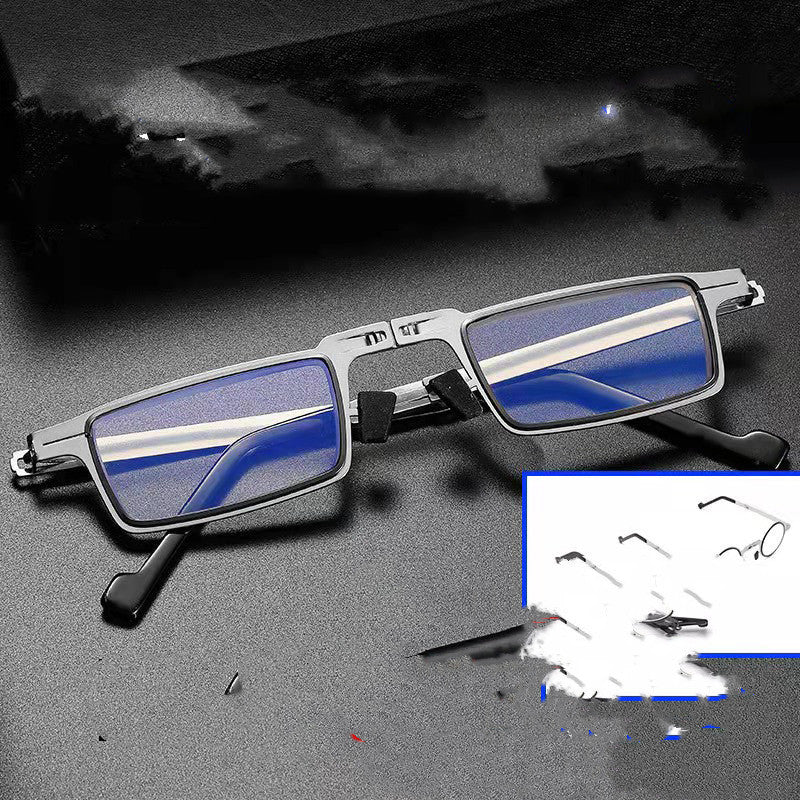 Stainless Steel Folding Anti-blue Light Reading GlassesLight Screw-free Portable Presbyopic Glasses Men's And Women's Same Presbyopic Glasses