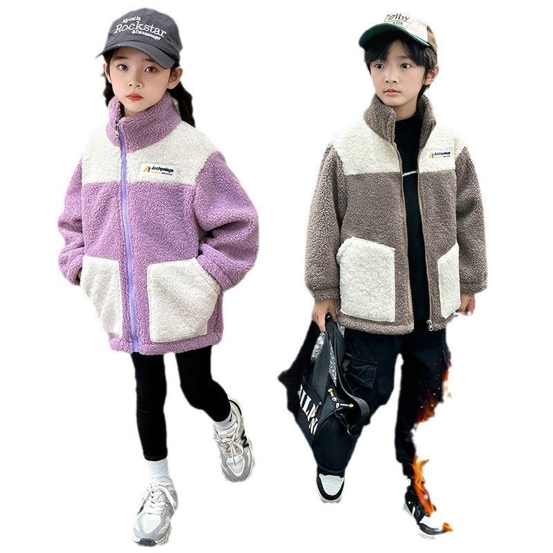 Coat Fashion Casual Girl Boy Thickened Medium And Small Children Winter Coat