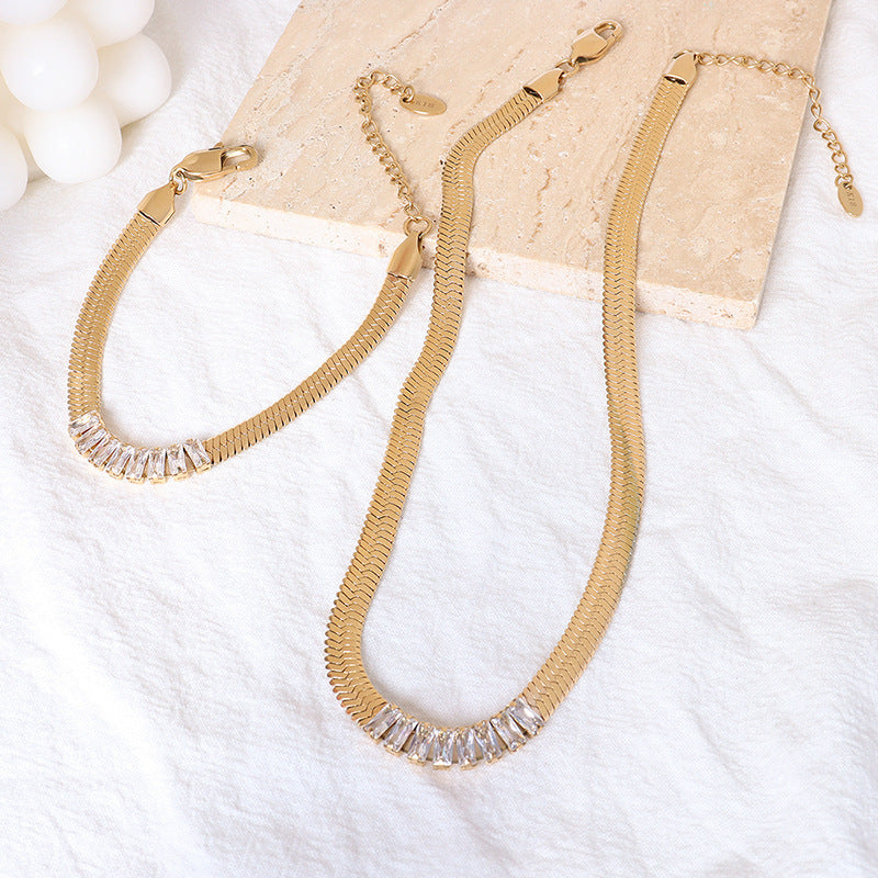 Blade Chain Titanium Steel 18K Gold Bracelet