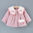 Girl's Sweet Flip Children's Clothing Bow Korean Style Solid Color Cotton Coat