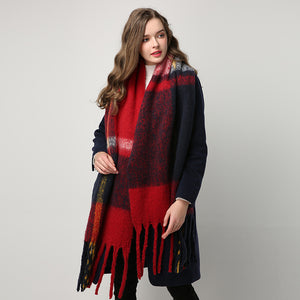 New plaid fringe long warm scarf fashion shawl scarf