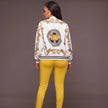 Women Positioning Printed Zipper Jacket Baseball Uniform Collar Coat