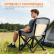 Camping Chair For Adults, Portable Folding Camping Chair With Side Pockets, Cup Holders, Carry Bag, Black And Gray