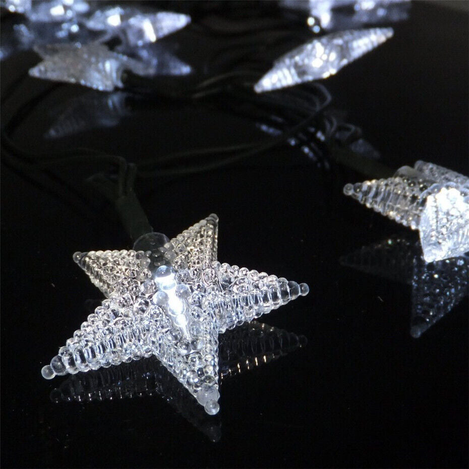 Solar Powered Star Fairy String LED Lights Waterproof Xmas Garden Outdoor Decor