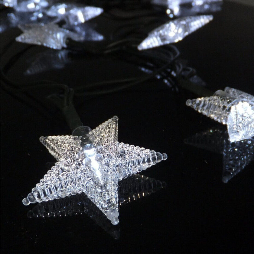 Solar Powered Star Fairy String LED Lights Waterproof Xmas Garden Outdoor Decor