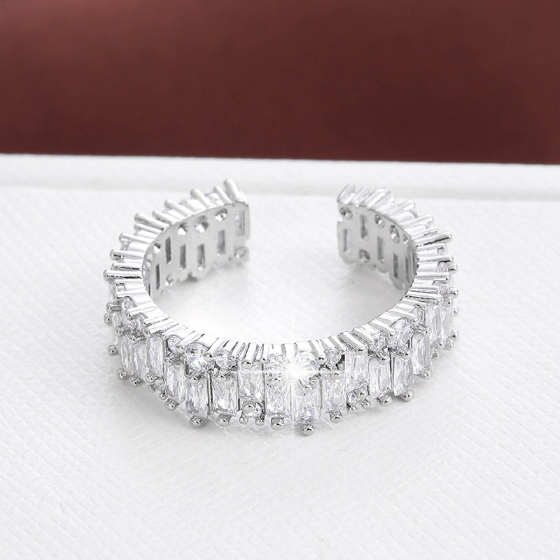 Simple Women's Geometric Zircon Ring