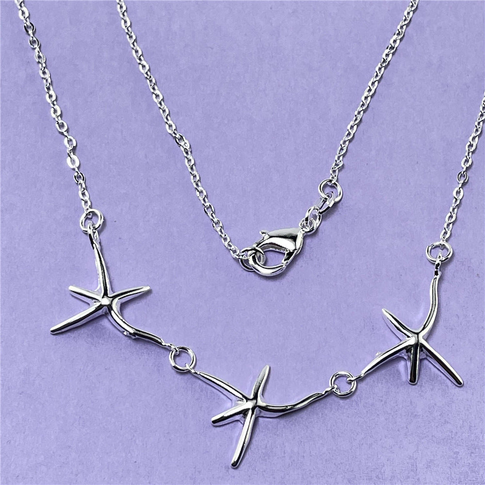 Women's Three Seastars Pendant Necklace