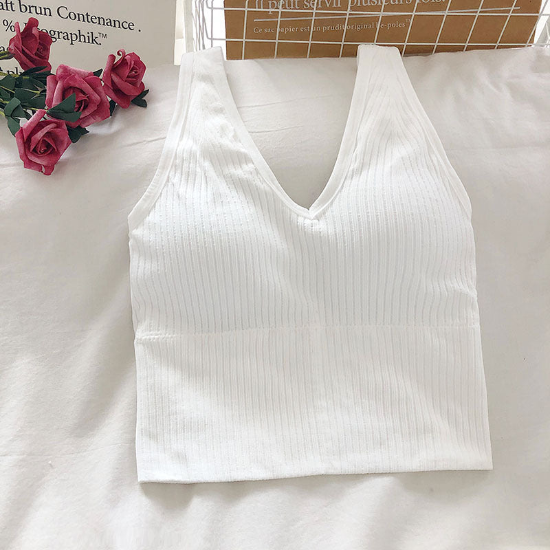 Wrapped Chest Strap And Padding Non-wire Sports Bra