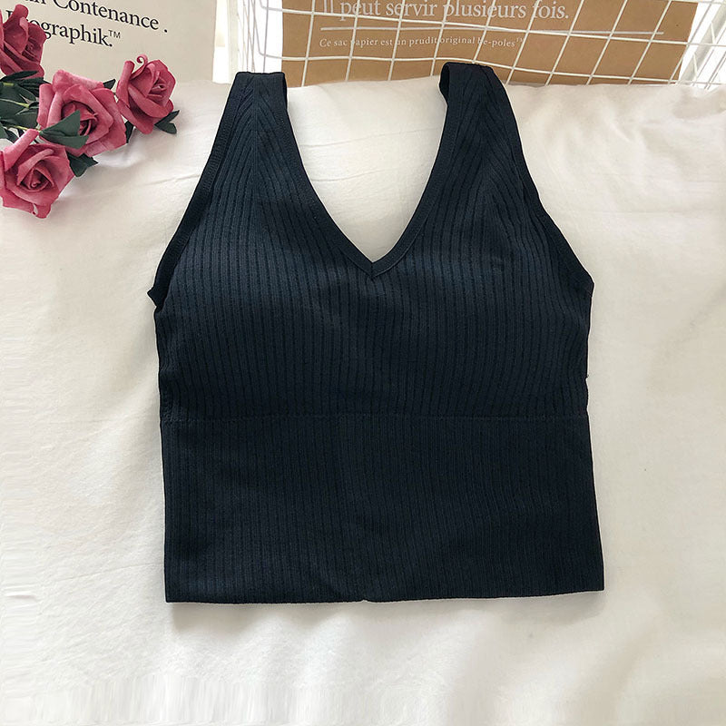 Wrapped Chest Strap And Padding Non-wire Sports Bra