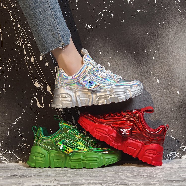 Patent Leather Old Shoes Women Ins Tide Platform Platform Lace