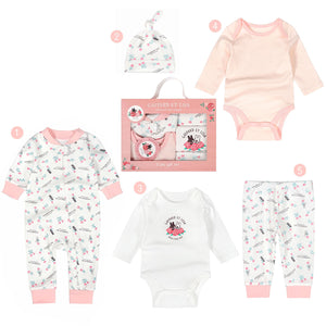 Newborn Five Piece Gift Long Sleeved Trousers Cartoon Soft And Comfortable Bodysuit