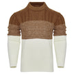 Men's Casual Color Block Long Sleeve Cable Knit Pullover Sweater