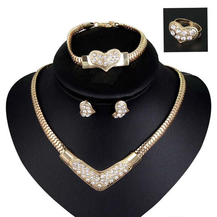necklaces, earrings, hand ornaments, four sets of bridal wedding party jewelry manufacturers direct sales