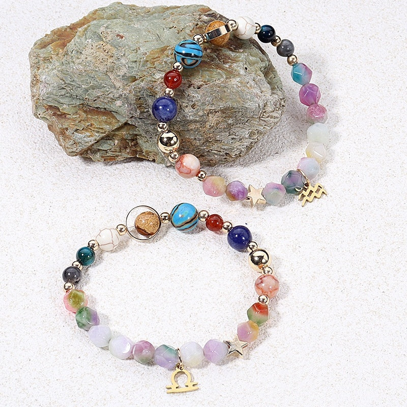 Twelve Constellation Constellation Bracelet Natural Stone Cut Color