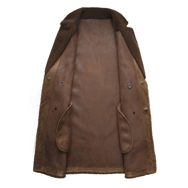 Double-breasted fur coat