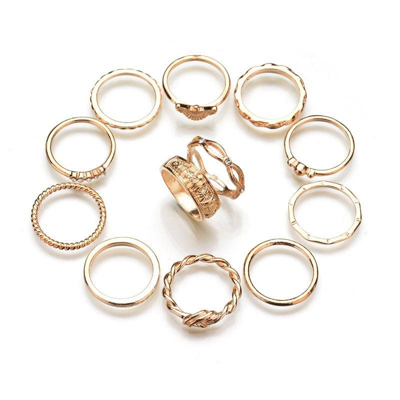 fashion ring set 12-piece ring set diamond ring ring joint ring female ring