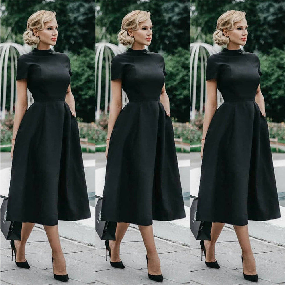 Black short sleeve women's dress