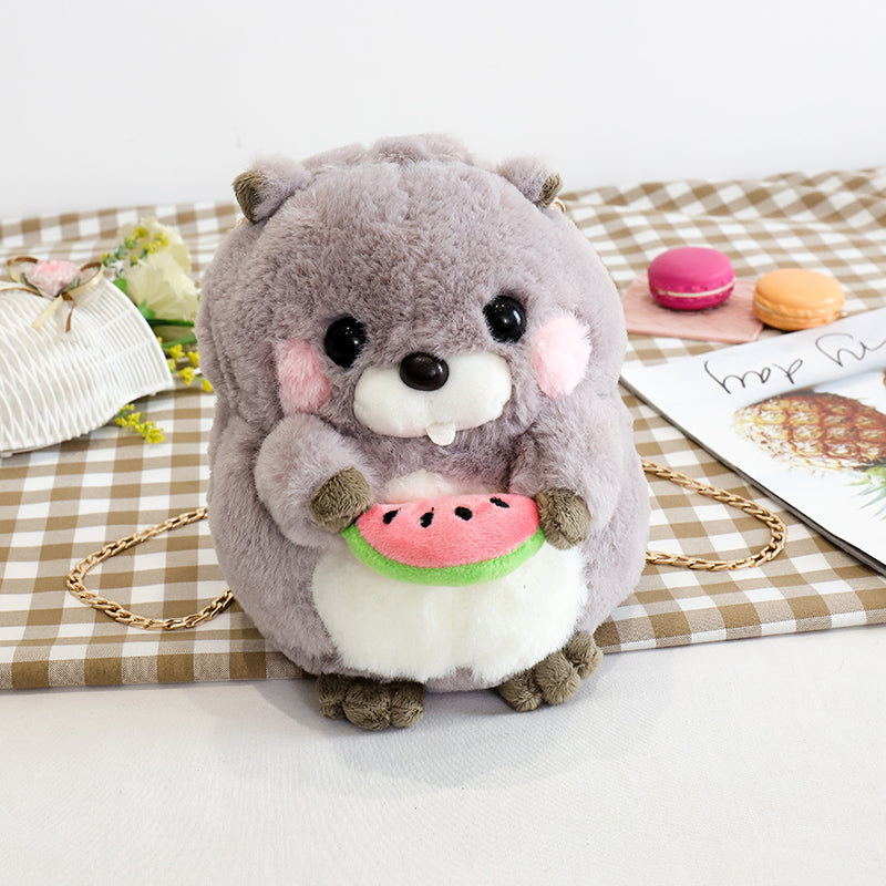 Plush Cute Bag For Women Cartoon Hamster Doll One Shoulder Bag For Students