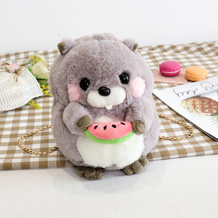 Plush Cute Bag For Women Cartoon Hamster Doll One Shoulder Bag For Students