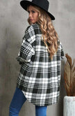 Lapel Single Breasted Shirt Women's Commuting Wear Loose Plaid