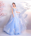 Blue Flowers Bride Wedding Toast Art Test Wedding Evening Dress