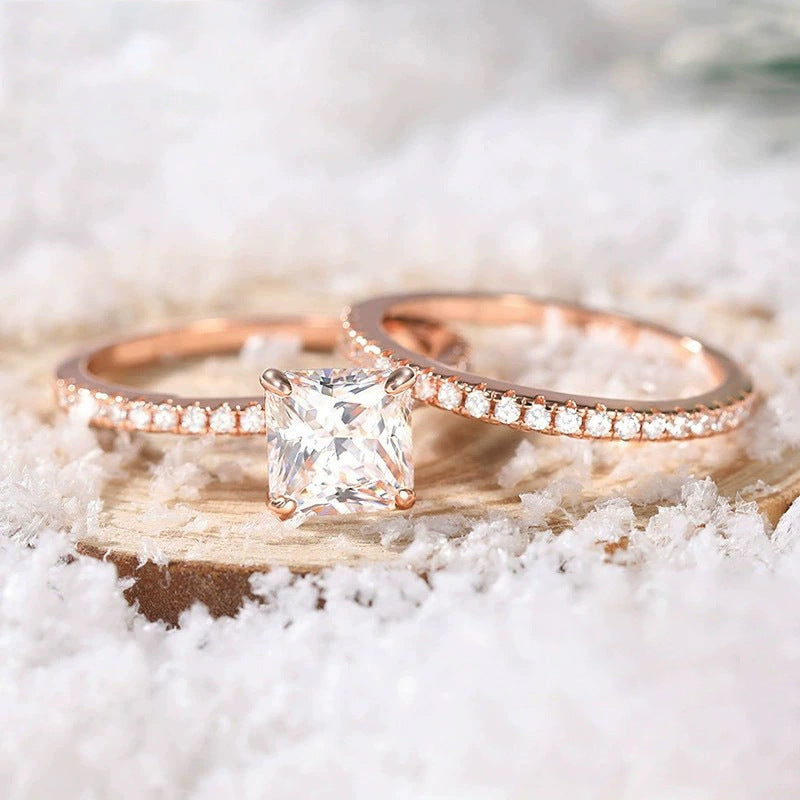 Bracelet S925 Inlaid Princess Zircon Women's 2 Karat Rhinestone Ring