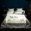 Simple solid color bedding with stitching embroidery