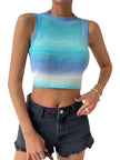 Sexy Big Backless Tie-dyed Navel-exposed Slim-fit Knitted Top Women