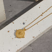 Stainless Steel Plated 18K Gold Vintage Sun Compass Pendant Necklace