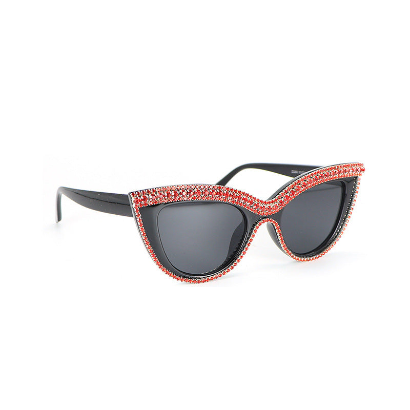 Ladies Fashion Diamond Cat Eye Sunglasses