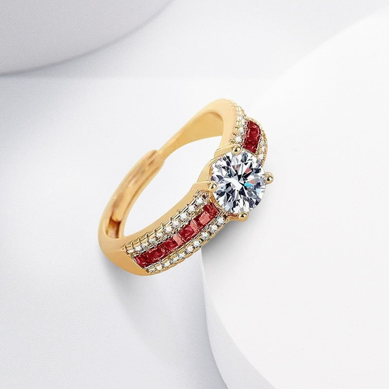 Zircon Micro-inlaid Starry Ring Champagne Gold Diamond Ring For Women