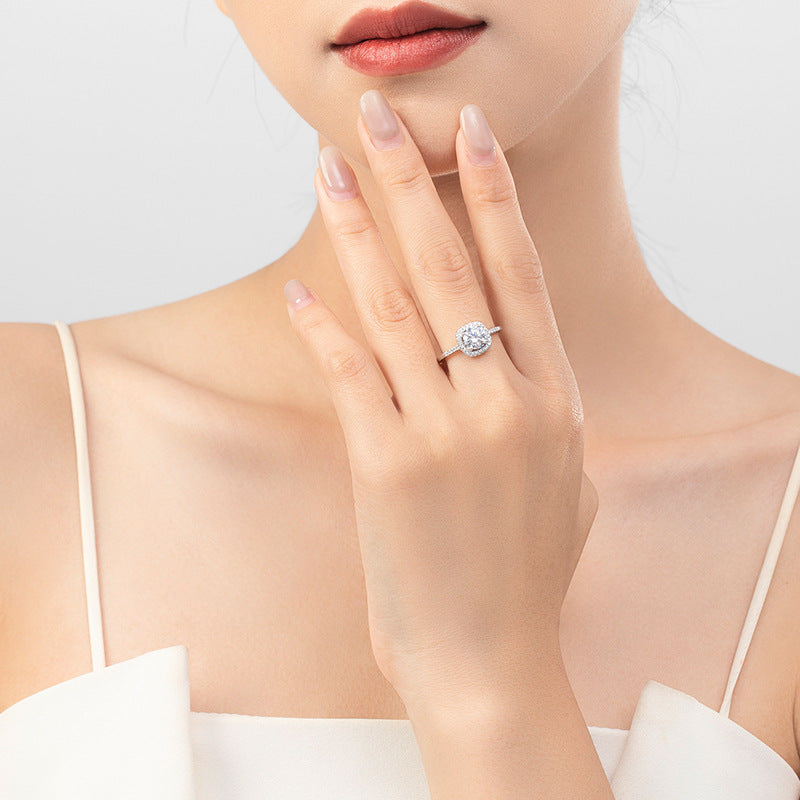 S925 Silver Artificial Diamond Ring For Women