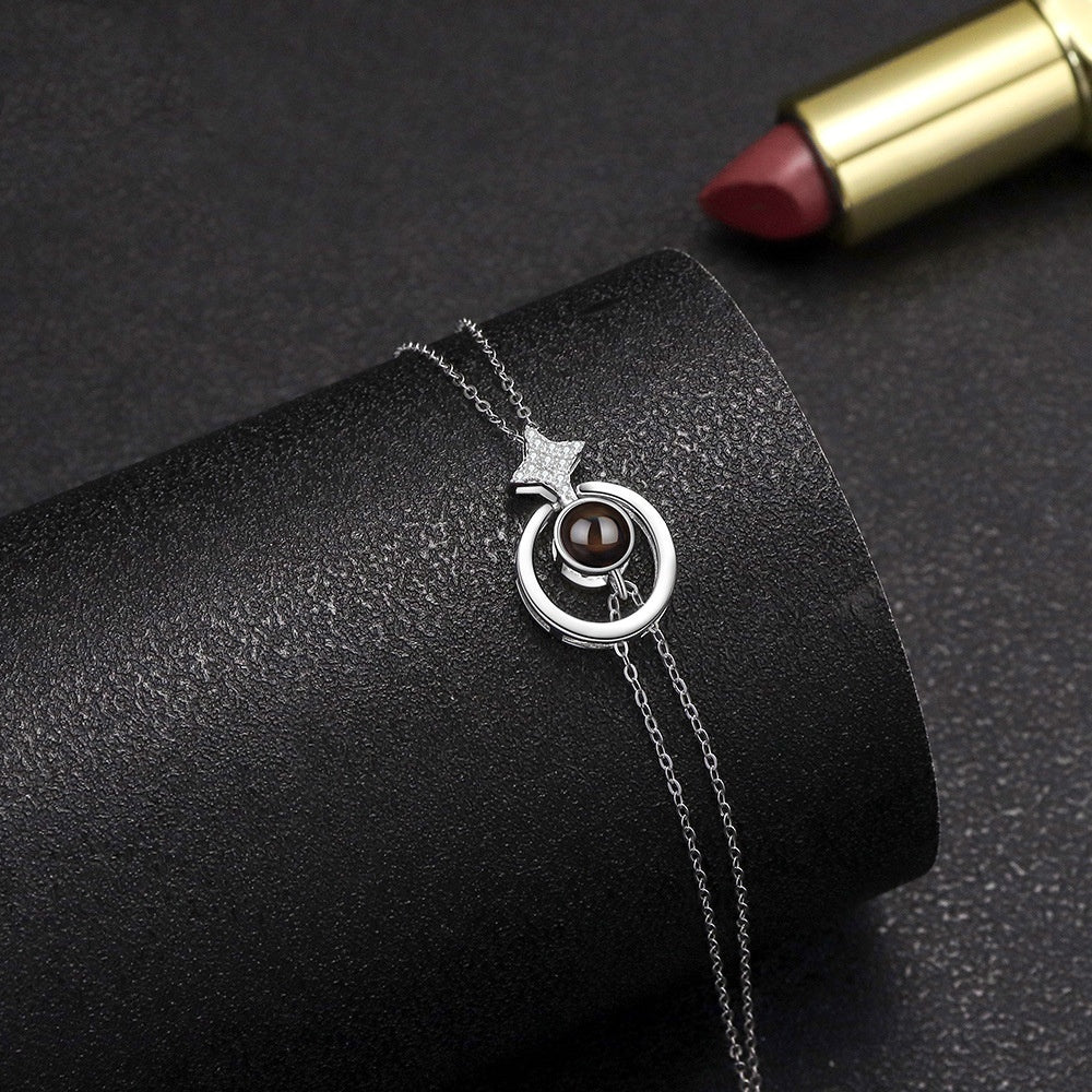 S925 Round Star Studded Diamond Women's Bracelet