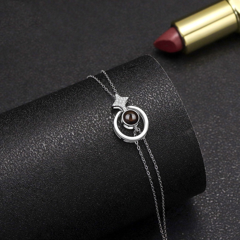 S925 Round Star Studded Diamond Women's Bracelet