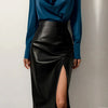 Leisure Split High Waist Leather Skirt