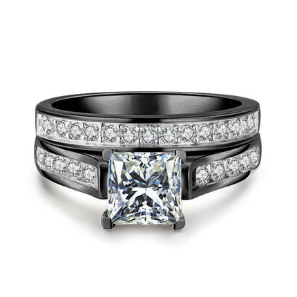 Men And Women Simple Fashion Zircon Ring Set