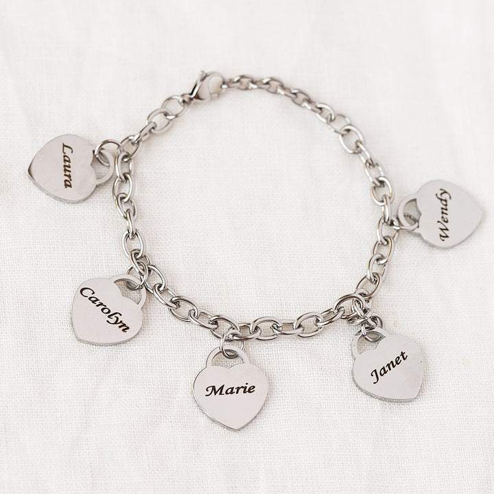 Stainless Steel Engraved DIY Heart Bracelet