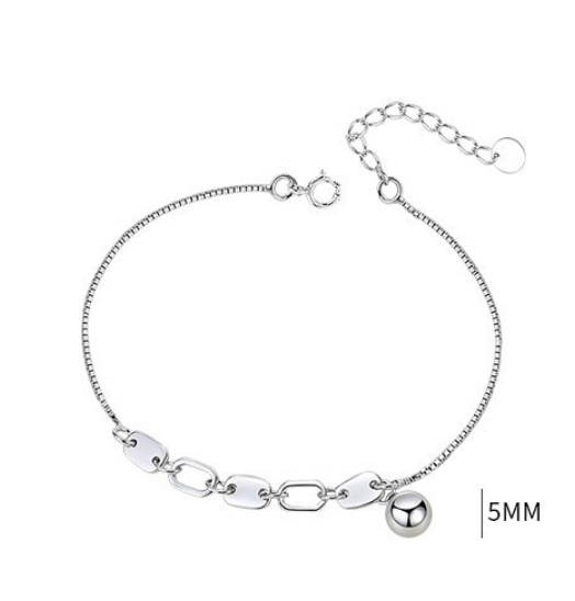 Punk Chain Instagram Niche Sterling Silver 925 Flake Beads Pendant Bracelet