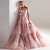Bridal Wedding One Line Neck Lacquer Mesh Dress